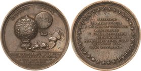 Luft- und Raumfahrt
 Bronzemedaille 1784 (A. Pajou) Auf die ersten bemannten Ballonflüge von Montgolfiere und Charliere. Zwei Ballons, im Abschnitt 5...