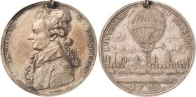 Luft- und Raumfahrt
 Silbermedaille 1789 (unsigniert) 35. Luftreise J.P. Blanchards und den Aufstieg seines Heißluftballons in Breslau. Brustbild des...