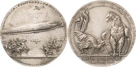 Luft- und Raumfahrt
 Versilberte Zinkmedaille 1913 (Karl Goetz) Notlandung des Zeppelin-Luftschiffes "Z IV" (LZ 16) bei Luneville. Luftschiff bei der...