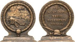 Luft- und Raumfahrt
 Bronzegußmedaille mit Sockel o.J. (um 1926) (C. Poellath) Prämie für zwölf Jahre treue Dienste - Ehemalige Bayerische Fliegertru...