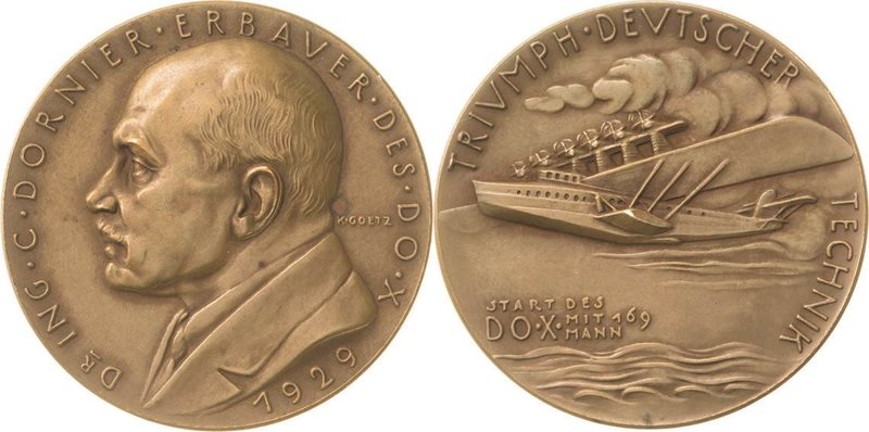 Luft- und Raumfahrt
 Bronzemedaille 1929 (K. Goetz) Dr. Ing. C. Dornier - dem E...