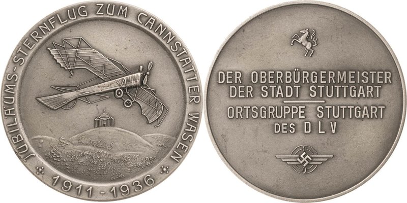 Luft- und Raumfahrt
 Versilberte Bronzemedaille 1936 (unsigniert) Jubiläums-Ste...