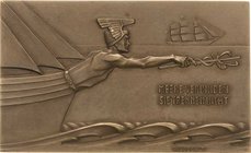 Medailleur Bosselt, Rudolf 1871-1938
 Einseitige Bronzeplakette o.J. (1906) Meere verbinden, sie trennen nicht. Schiffsbug mit Merkur als Galionsfigu...