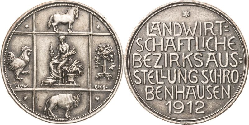 Medailleur Gies, Ludwig 1887-1966
 Versilberte Bronzemedaille 1912 (C. Poellath...