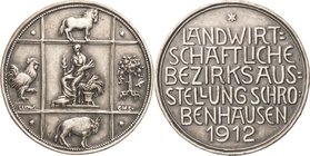 Medailleur Gies, Ludwig 1887-1966
 Versilberte Bronzemedaille 1912 (C. Poellath) Landwirtschaftliche Bezirksausstellung Schrobenhausen. Bildfelder mi...