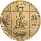Medailleur Gies, Ludwig 1887-1966
 Einseitige Bronzemedaille o.J. (1912). Landwirtschaftsausstellung Schrobenhausen. Bildfelder mit Symbolen der Land...