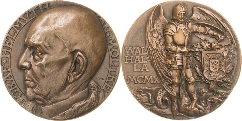 Medailleur Goetz, Karl 1875 - 1950
 Große Bronzegussmedaille 1910. Aufstellung ...