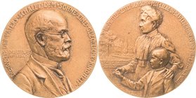 Medailleur Goetz, Karl 1875 - 1950
 Bronzemedaille o.J. Auf den Pädagogen Emil Vieweg und seine Familie. Brustbild nach rechts / Mutter und Sohn. 60 ...