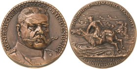 Medailleur Goetz, Karl 1875 - 1950
 Bronzegussmedaille 1914. Auf die Vernichtung der russischen Armee in den Seen Masurens. Brustbild Hindenburgs hal...