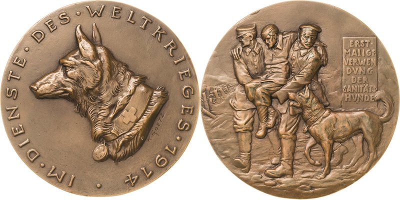 Medailleur Goetz, Karl 1875 - 1950
 Bronzegussmedaille 1914. Auf die erstmalige...
