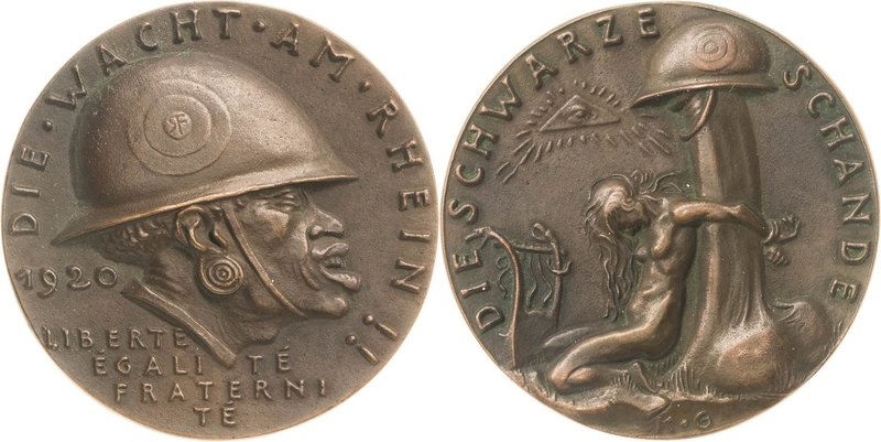 Medailleur Goetz, Karl 1875 - 1950
 Bronzegussmedaille 1920. Französische Beset...