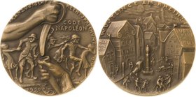 Medailleur Goetz, Karl 1875 - 1950
 Bronzegussmedaille 1920. Auf den Code Napoléon und die Wüstlinge am Rhein. Arm steckt Dolch in Scheide / Misshand...