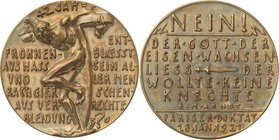 Medailleur Goetz, Karl 1875 - 1950
 Bronzemedaille 1921. Auf das Pariser Diktat - Die Festsetzung der Reparationskosten für Deutschland. Ein an Kreuz...