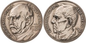 Medailleur Goetz, Karl 1875 - 1950
 Silbermedaille 1921. 50-Jahrfeier des Frankfurter Friedens. Brustbild von Bismarck nach links / Brustbild von Mol...