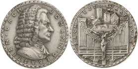 Medailleur Goetz, Karl 1875 - 1950
 Zinkmedaille 1924. Auf das Bach-Fest auf der Wartburg bei Eisenach. Brustbild von Bach nach rechts / gekreuzigter...