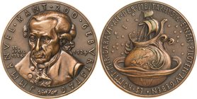 Medailleur Goetz, Karl 1875 - 1950
 Bronzegussmedaille 1924. 200. Geburtstag des deutschen Philosophen Immanuel Kant. Brustbild halblinks / Segelschi...