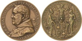 Medailleur Goetz, Karl 1875 - 1950
 Bronzemedaille 1929. 75. Geburtstag des Augsburger Domdekans Joseph M. Friesenegger. Brustbild nach links / Drei ...
