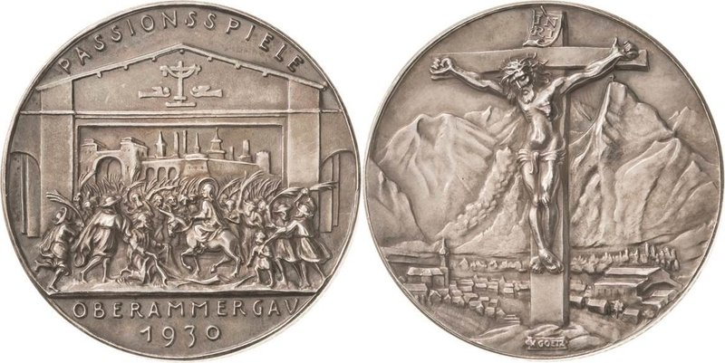 Medailleur Goetz, Karl 1875 - 1950
 Silbermedaille 1930. Passionsspiele Oberamm...