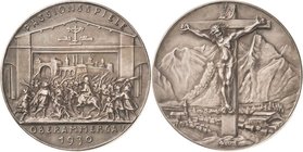 Medailleur Goetz, Karl 1875 - 1950
 Silbermedaille 1930. Passionsspiele Oberammergau. Christus am Kreuz, im Hintergrund Ortsansicht mit Berglandschaf...