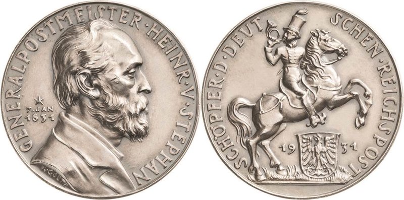 Medailleur Goetz, Karl 1875 - 1950
 Silbermedaille 1931. Generalpostmeister Hei...