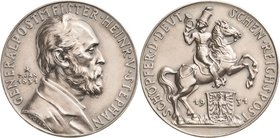 Medailleur Goetz, Karl 1875 - 1950
 Silbermedaille 1931. Generalpostmeister Heinrich von Stephan. Brustbild nach rechts / Reitender Postillon. Randsc...