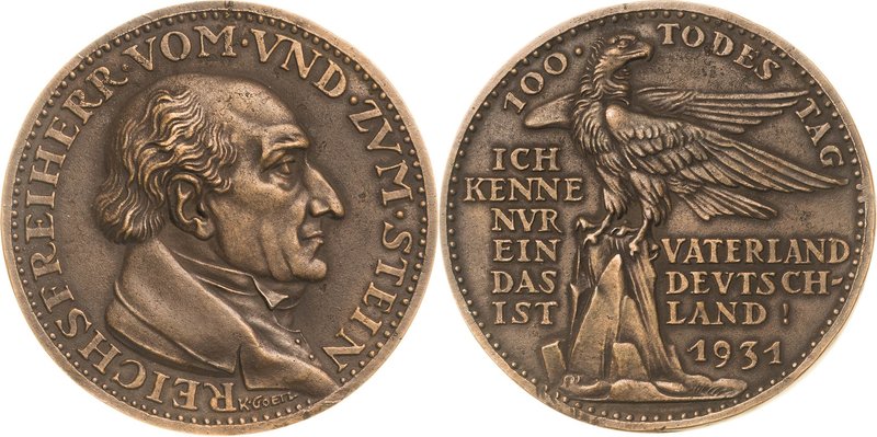 Medailleur Goetz, Karl 1875 - 1950
 Bronzegussmedaille 1931. Tod des Staatsmann...