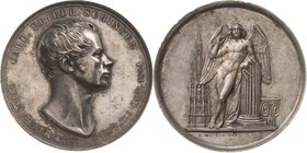 Personenmedaillen
Schinkel, Karl Friedrich 1781-1841 Silbermedaille 1841 (Fischer) Auf seinen Tod. Kopf nach rechts / Geflügelte Gestalt an Säule gel...