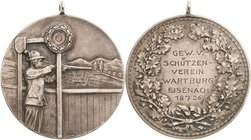 Schützenmedaillen - Deutschland
Eisenach Silbermedaille o.J. (Gravur 1926) (Lauer) Schützenverein "Wartburg" Eisenach. Schütze am Schießstand / 6 Zei...