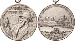 Schützenmedaillen - Deutschland
Saalfeld Silbermedaille 1926 (H. Wernstein) 26. Thüringer Bundesschießen. Schütze neben Schützenscheibe / Stadtansich...
