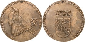 Tiere/Tierzucht
Vögel Bronzegussmedaille 1932 (G. Weidanz) 75. Geburtstag von Hans Freiherr von Berlepsch. Vogel nach links, rechts Wappenschild / Wa...