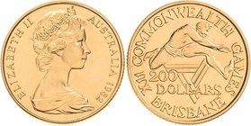 Australien
Elisabeth II. seit 1952 200 Dollars 1982. XII. Commonwealthspiele. In Originalverpackung mit Zertifikat Schön 64 KM 76 Friedberg 46 GOLD. ...