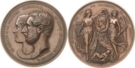 Belgien-Königreich
Leopold I. 1830-1865 Bronzemedaille 1859 (L. Wiener) Auf die Geburt seines Sohnes Leopold. Köpfe des Königs und seiner Gemahlin Ma...