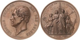 Belgien-Königreich
Leopold I. 1830-1865 Große Bronzemedaille 1859 (L. Wiener) Einweihung der Kongress-Säule zu Brüssel. Kopf nach links / Einweihungs...