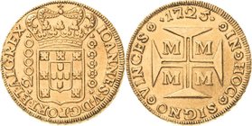 Brasilien
Joao V. 1706-1750 20 000 Reis 1725, M-Minas Gerais KM 117 Friedberg 33 Prober O-197 GOLD. 53.78 g. Vorzüglich