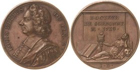 Frankreich
Ludwig XV. 1715-1774 Bronzemedaille 1719 (Dassier) Auf den Theologen Louis Ellies du Pin. Brustbild nach links / Gedenkstein mitliegendem ...