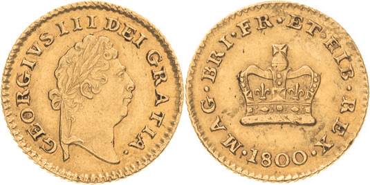 Großbritannien
George III. 1760-1820 1/3 Guinea 1800, London Spink 3738 Friedbe...