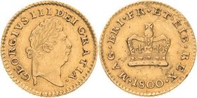 Großbritannien
George III. 1760-1820 1/3 Guinea 1800, London Spink 3738 Friedberg 367 GOLD. 2.79 g. Vorzüglich