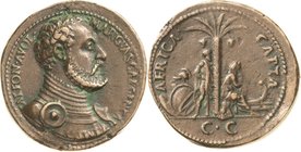 Italien-Mailand
Karl V. 1535-1556 Bronzegussmedaille im antiken Stil eines Paduaners o.J. (Cavino) Auf den General und Condottiere Alfonso II. d'Aval...