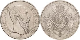 Mexiko
Maximilian 1864-1867 Peso 1867, Mo-Mexiko KM 388.1 Fast vorzüglich