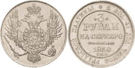 Russland
Nikolaus I. 1825-1855 3 Rubel 1830, SPB-St. Petersburg Bitkin 75 (R) Schlumberger 95 Friedberg 160 PLATIN. 10.44 g. Selten. Vorzüglich