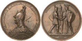 Russland
Nikolaus I. 1825-1855 Bronzemedaille 1835 (A. Klepikow nach einem Entwurf von F. Tolstoi) Suitenmedaille auf die Napoleonischen Kriege und a...