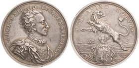 Schweden
Karl XII. 1697-1718 Silbermedaille o.J. (G. Hautsch) Die glorreichen Siege in den Jahren 1700-1706. Geharnischtes Brustbild mit umgelegtem M...