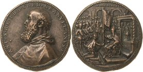 Spanien
Philipp II. 1556-1598 Bronzegußmedaille o.J. (Melon) Auf die Übergabe der Standarte für den Kriegszug durch Kardinal von Granvelle. Brustbild...