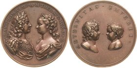 Habsburg
Maria Theresia 1740-1780 Bronzemedaille o.J. (1745) (Hamerani) Geburt Erzherzog Karl Josephs. Die Brustbilder Maria Theresias und Fanz Stefa...