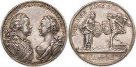 Habsburg
Maria Theresia 1740-1780 Silbermedaille 1765 (A. Widemann) Vermählung von Erzherzog Leopold mit Maria Ludovica von Spanien. Brustbilder des ...