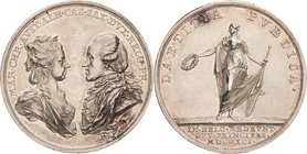 Habsburg
Leopold II. 1790-1792 Silbermedaille 1792 (unsigniert) Rückkehr seiner Schwester Maria Christina und ihres Gatten Albert II. von Sachsen-Tes...