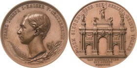 Kaiserreich Österreich
Franz Joseph I. 1848-1916 Bronzemedaille 1852 (K. Radnitzky) Rückkehr des Kaisers von seiner Ungarnreise nach Wien. Kopf nach ...