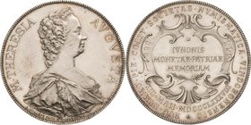 Kaiserreich Österreich
Franz Joseph I. 1848-1916 Silbermedaille geprägt auf einem Talerschrötling 1888 (A. Scharff nach M. Donner) Enthüllung des Mar...