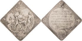 Kaiserreich Österreich
Franz Joseph I. 1848-1916 Silberplakette 1888 (A. Scharff/R. Neuberger) 25-jähriges Regierungsjubiläum, Widmung der Numismatis...