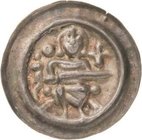 Anhalt, Brakteatenzeit
Heinrich I. 1212-1244 Brakteat, Aschersleben, Wegeleben, Köthen Auf Bogen sitzender Fürst als Richter mit Schwert quer auf dem...